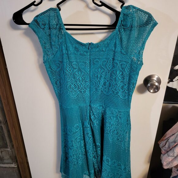 JONATHAN MARTIN TEAL LACE MINI DRESS SZ XL - Picture 2 of 6